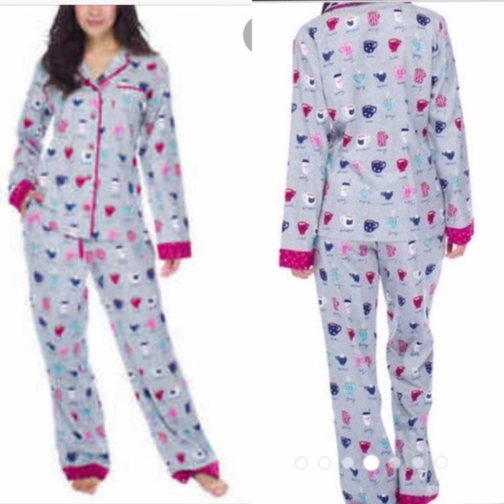 munki munki Bamboo Cotton Coffee Latte Flannel Pajama Set